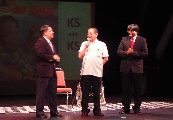 Kit Siang on stage with Monti and Logi
